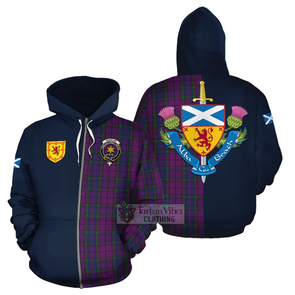 Tartan Vibes Clothing Wardlaw Tartan Cotton Hoodie Alba with Scottish Lion Royal Arm Half Style