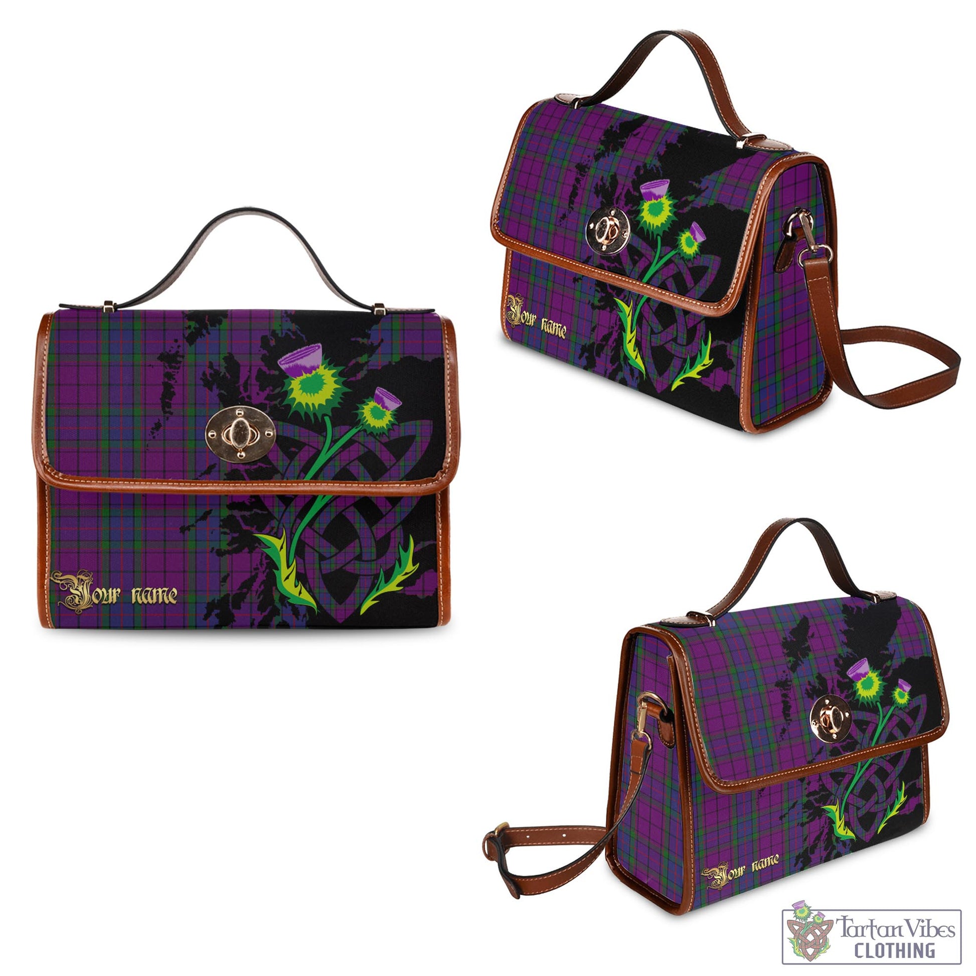 Tartan Vibes Clothing Wardlaw Tartan Waterproof Canvas Bag with Scotland Map and Thistle Celtic Accents