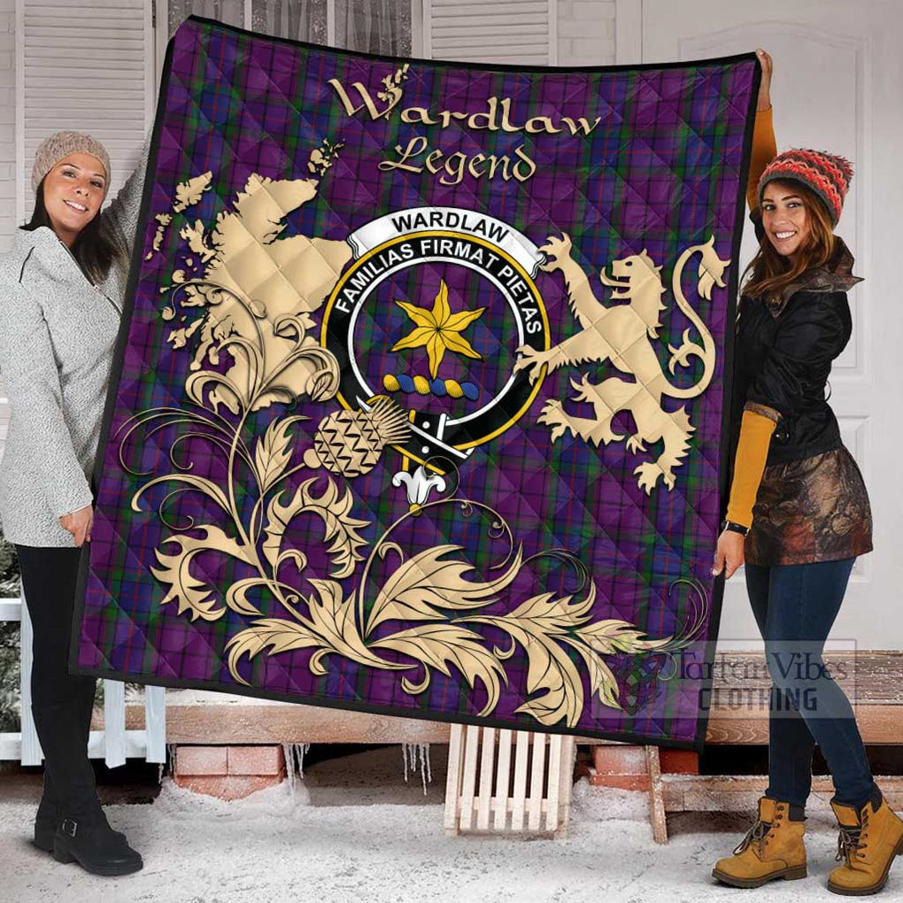 Tartan Vibes Clothing Wardlaw Tartan Quilt with Family Crest and Scottish Symbol Style