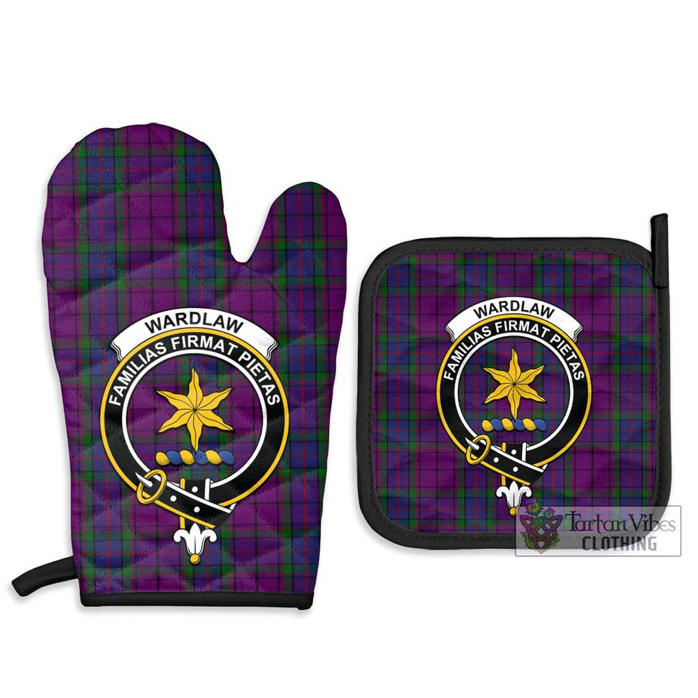 Wardlaw Tartan Combo Oven Mitt & Pot-Holder with Family Crest Combo 1 Oven Mitt & 2 Pot-Holder Black - Tartan Vibes Clothing