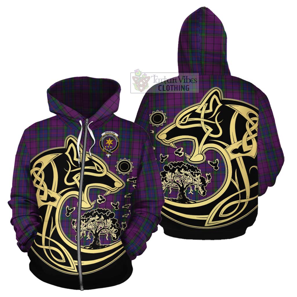 Tartan Vibes Clothing Wardlaw Tartan Cotton Hoodie with Family Crest Celtic Wolf Style