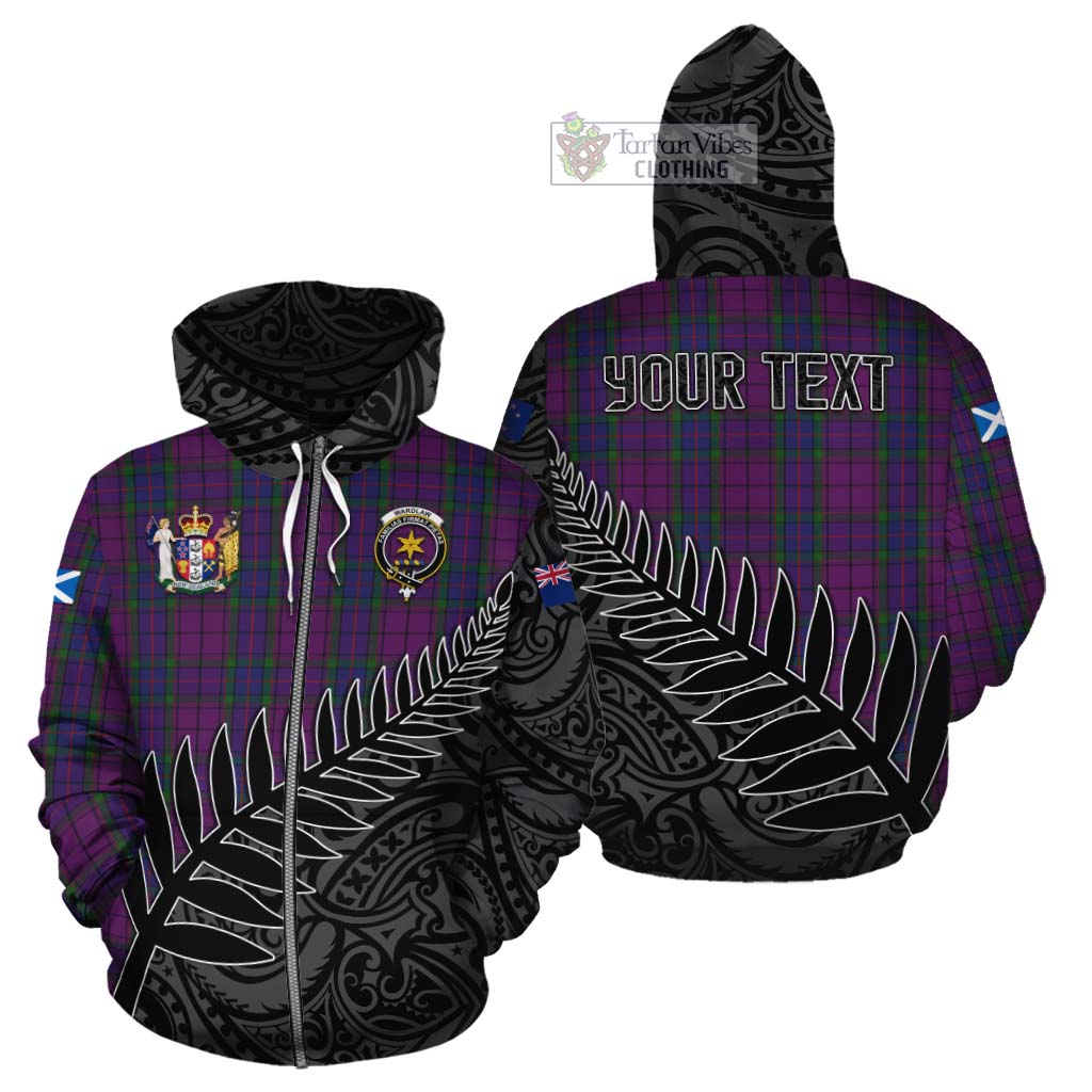 Tartan Vibes Clothing Wardlaw Crest Tartan Cotton Hoodie with New Zealand Silver Fern Half Style