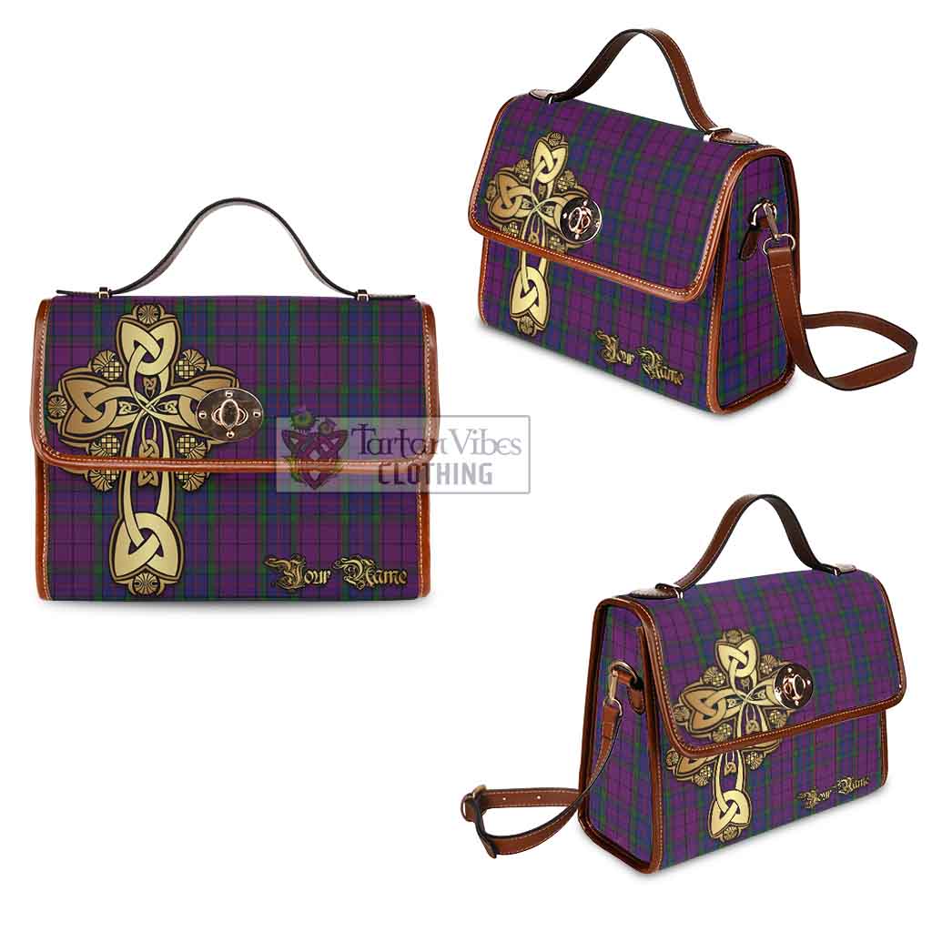 Tartan Vibes Clothing Wardlaw Tartan Waterproof Canvas Bag Golden Thistle Celtic Cross Style