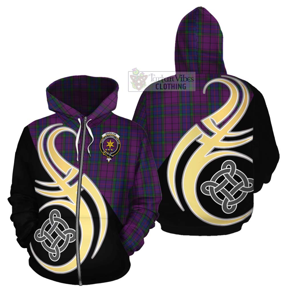 Tartan Vibes Clothing Wardlaw Tartan Cotton Hoodie with Family Crest and Celtic Symbol Style