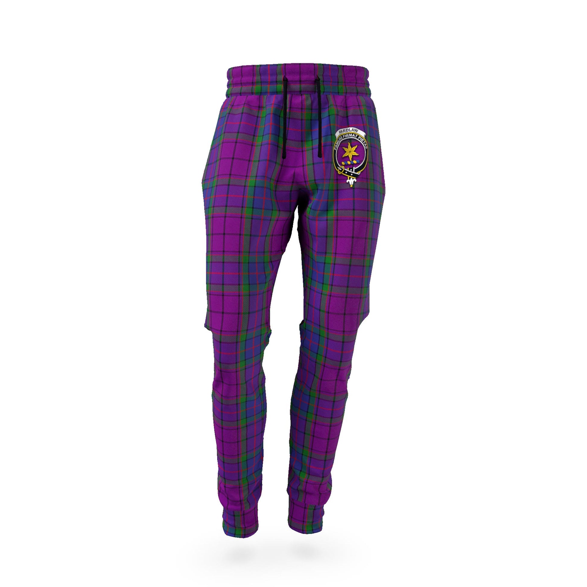 Wardlaw Tartan Joggers Pants with Family Crest - Tartanvibesclothing Shop