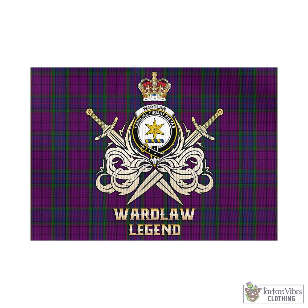 Tartan Vibes Clothing Wardlaw Tartan Flag with Clan Crest and the Golden Sword of Courageous Legacy