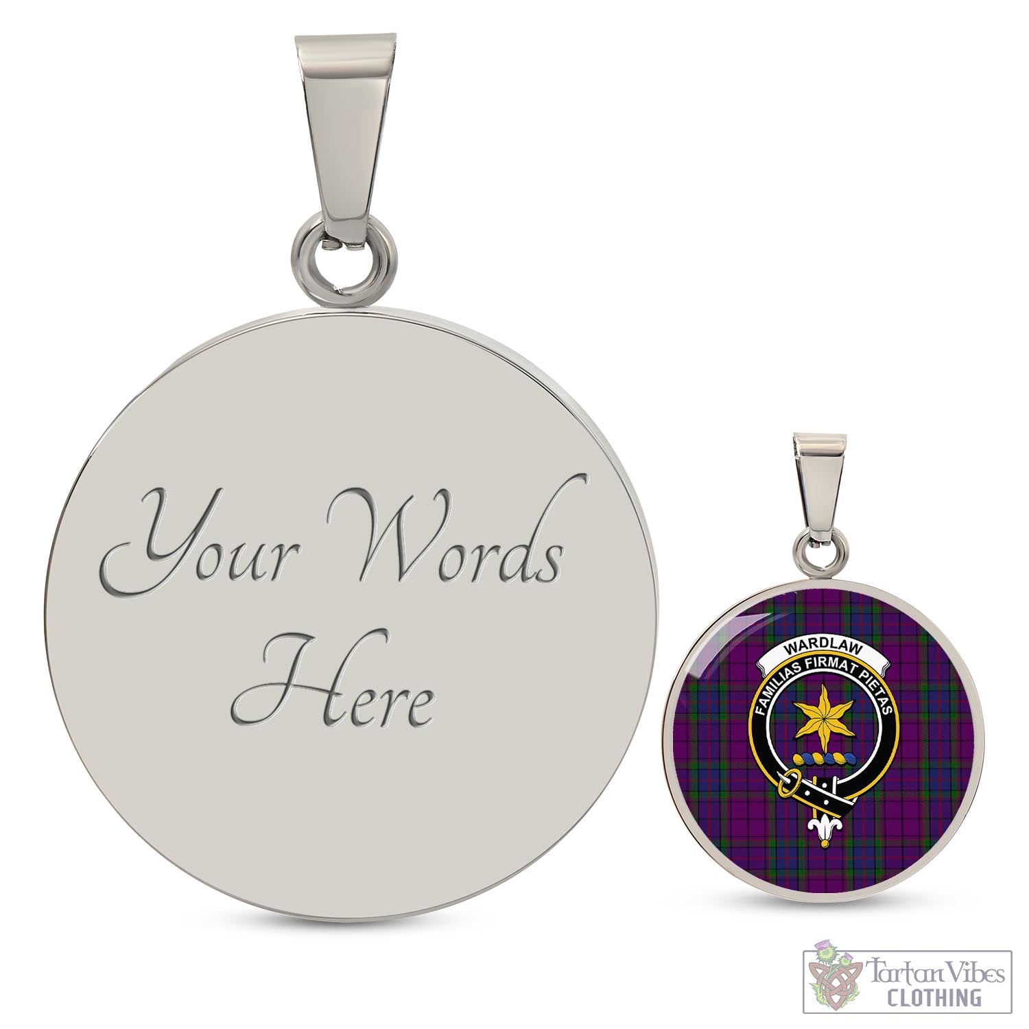 Tartan Vibes Clothing Wardlaw Tartan Circle Necklace with Family Crest