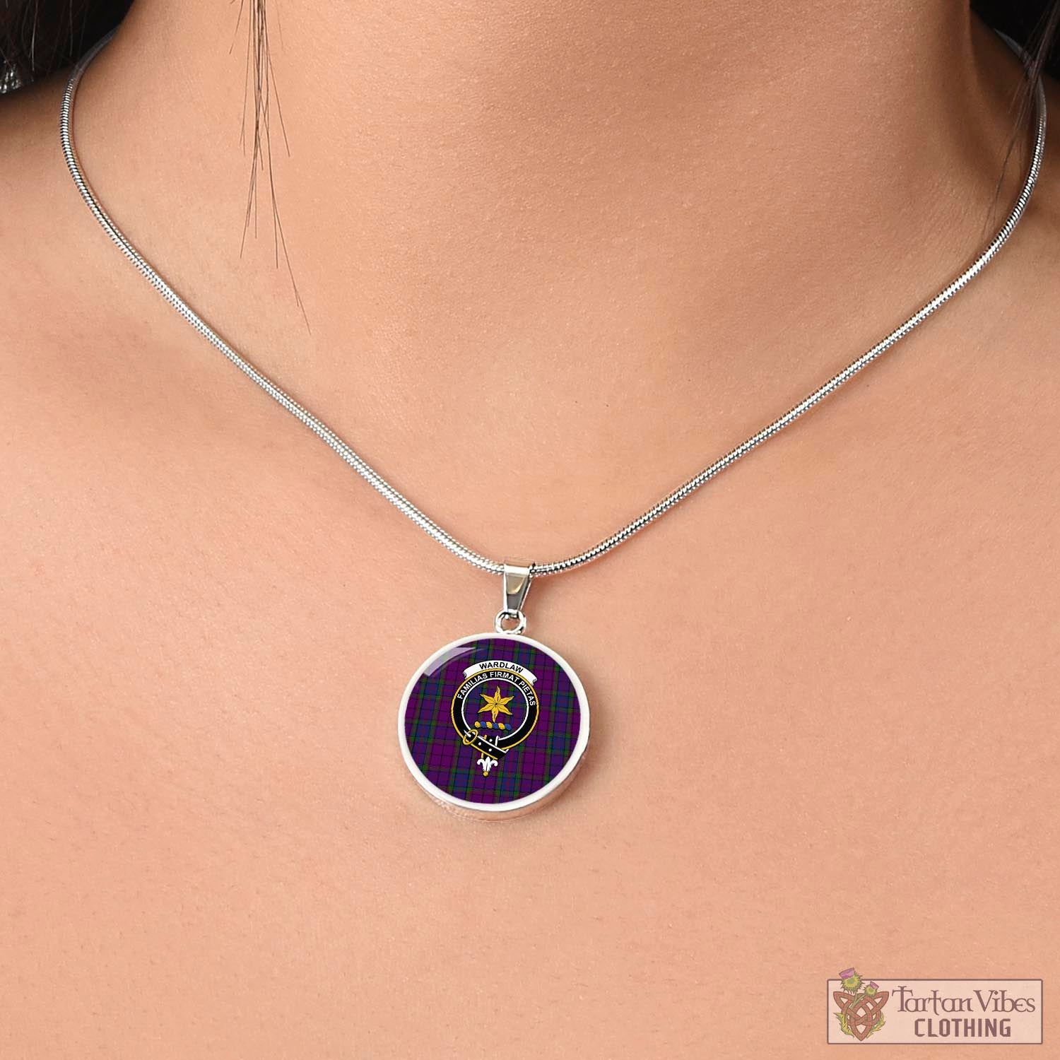 Tartan Vibes Clothing Wardlaw Tartan Circle Necklace with Family Crest