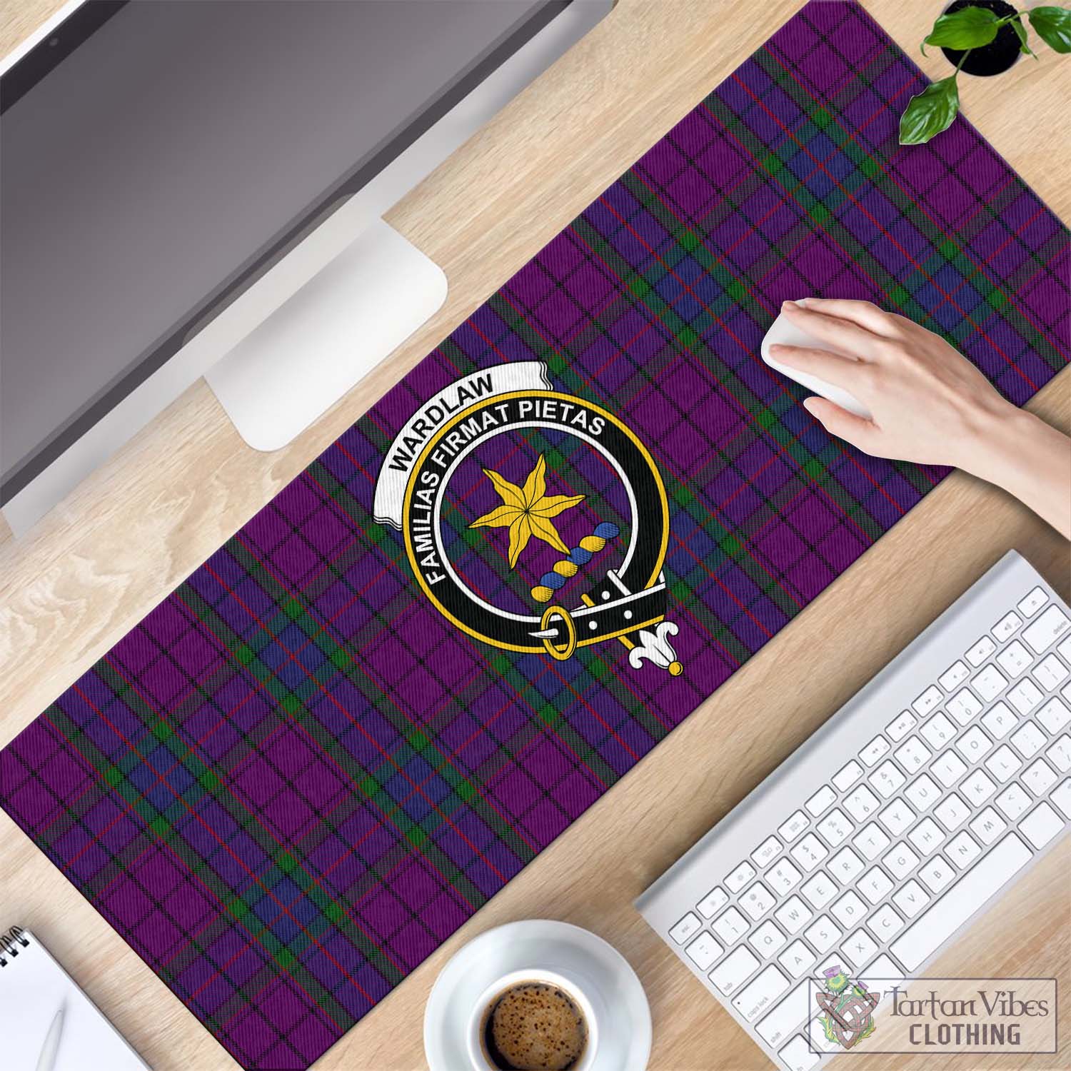 Tartan Vibes Clothing Wardlaw Tartan Mouse Pad with Family Crest