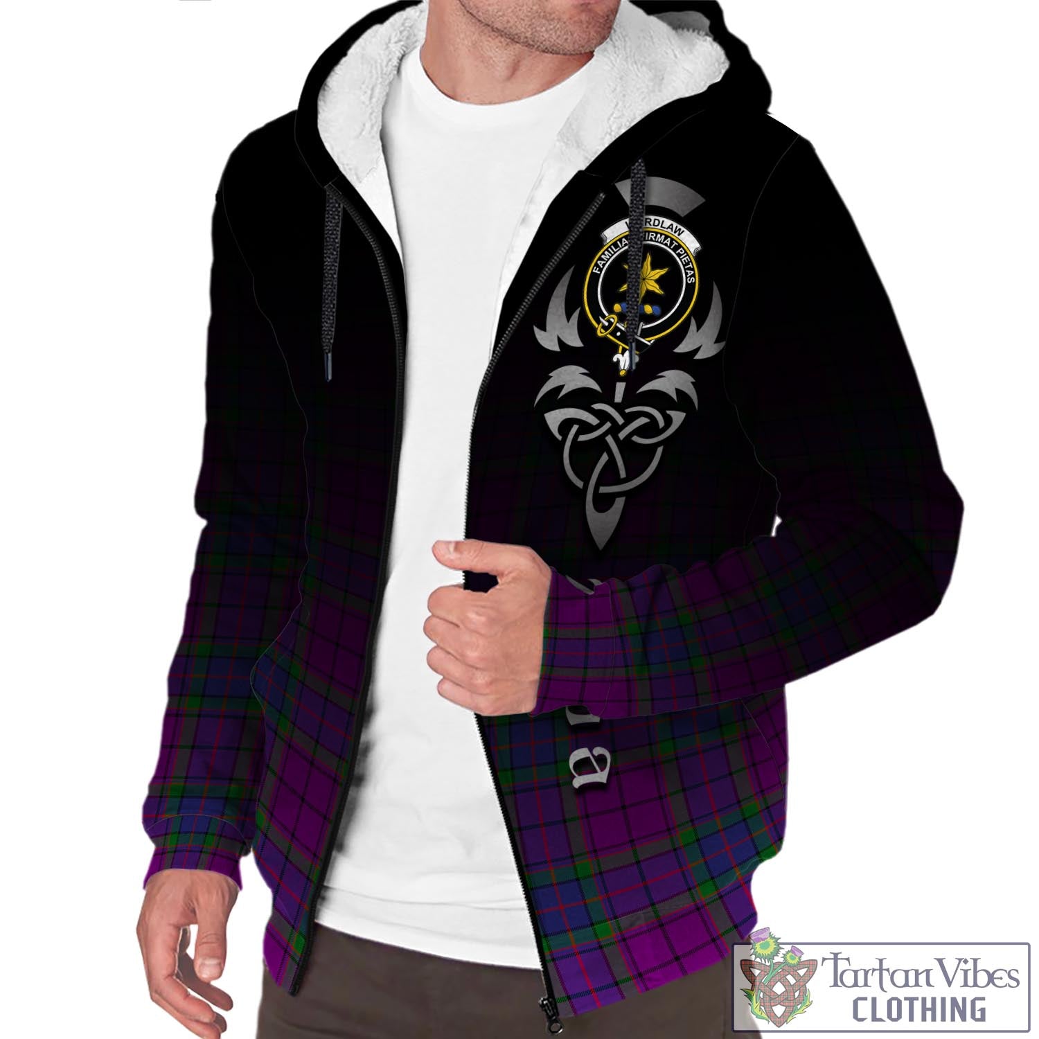 Tartan Vibes Clothing Wardlaw Modern Tartan Sherpa Hoodie Featuring Alba Gu Brath Family Crest Celtic Inspired