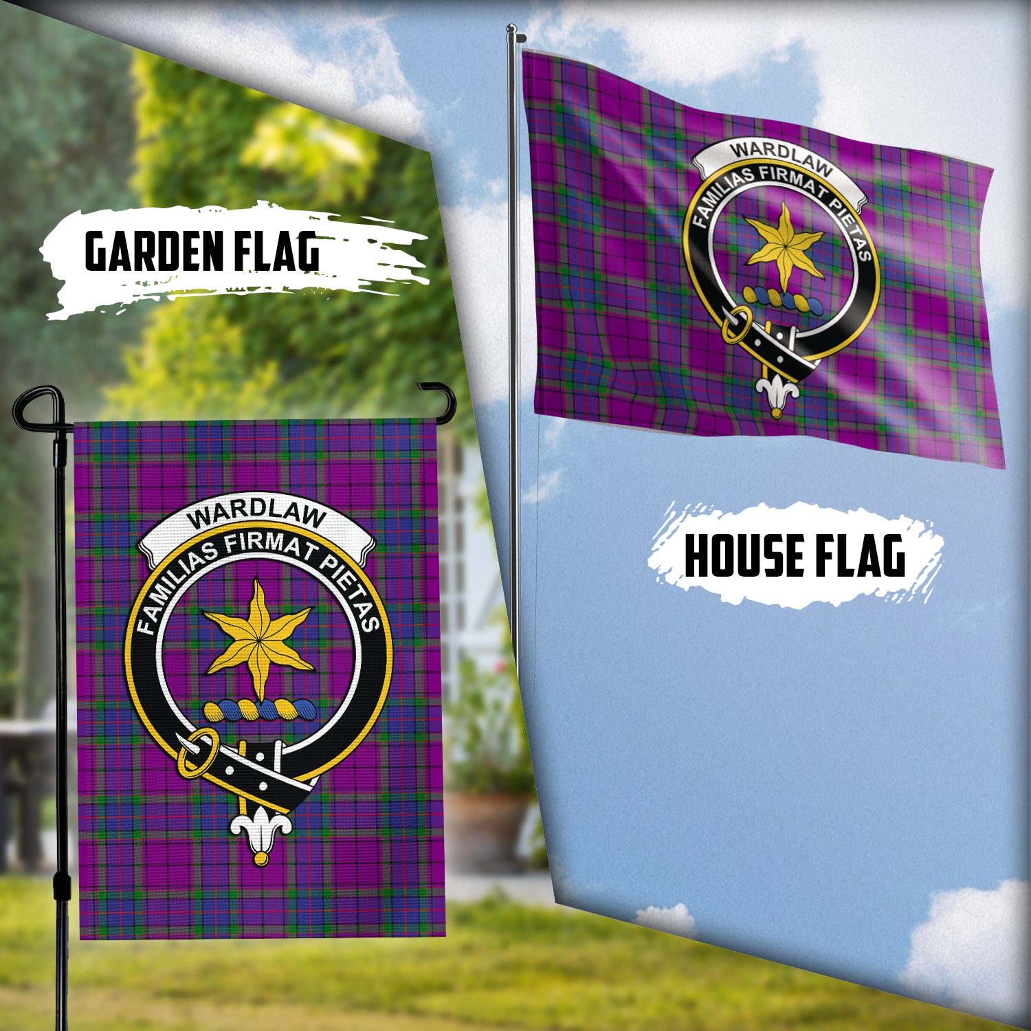 Wardlaw Modern Tartan Flag with Family Crest Garden Flag (Vertical) - Tartan Vibes Clothing