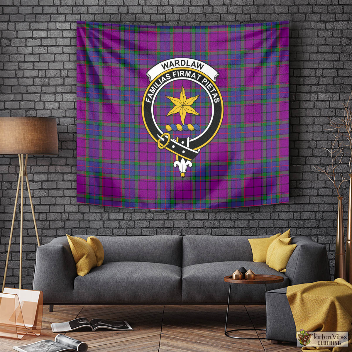 Tartan Vibes Clothing Wardlaw Modern Tartan Tapestry Wall Hanging and Home Decor for Room with Family Crest