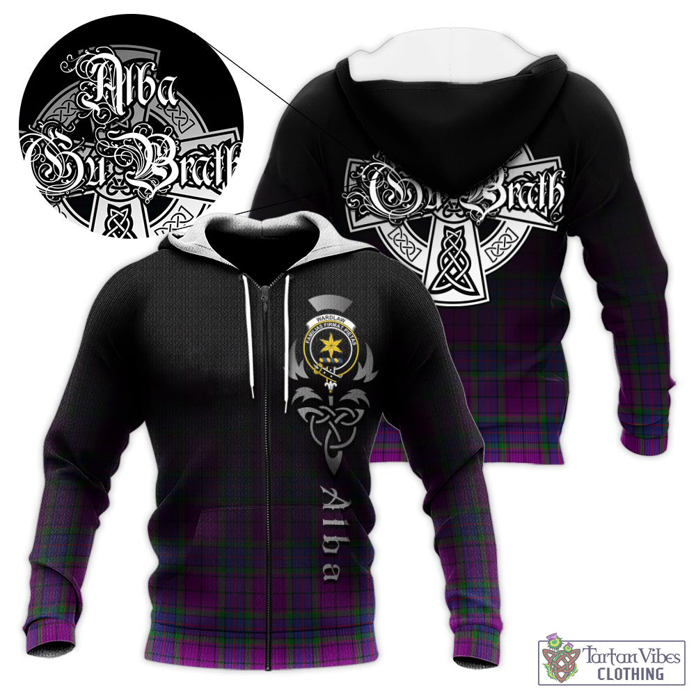 Tartan Vibes Clothing Wardlaw Modern Tartan Knitted Hoodie Featuring Alba Gu Brath Family Crest Celtic Inspired