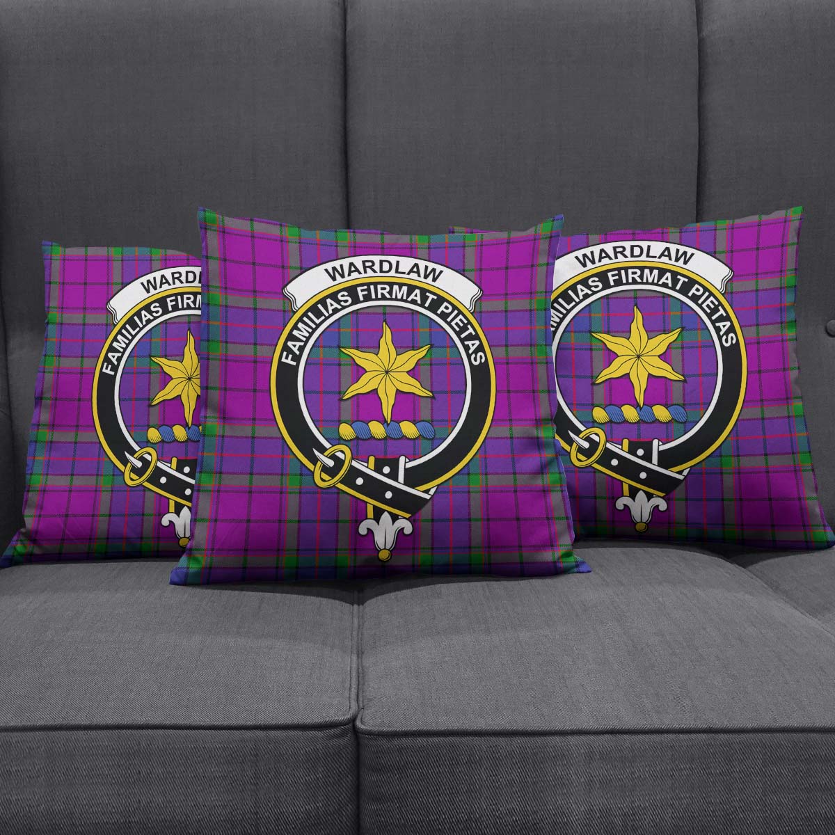 Wardlaw Modern Tartan Pillow Cover with Family Crest Square Pillow Cover - Tartanvibesclothing