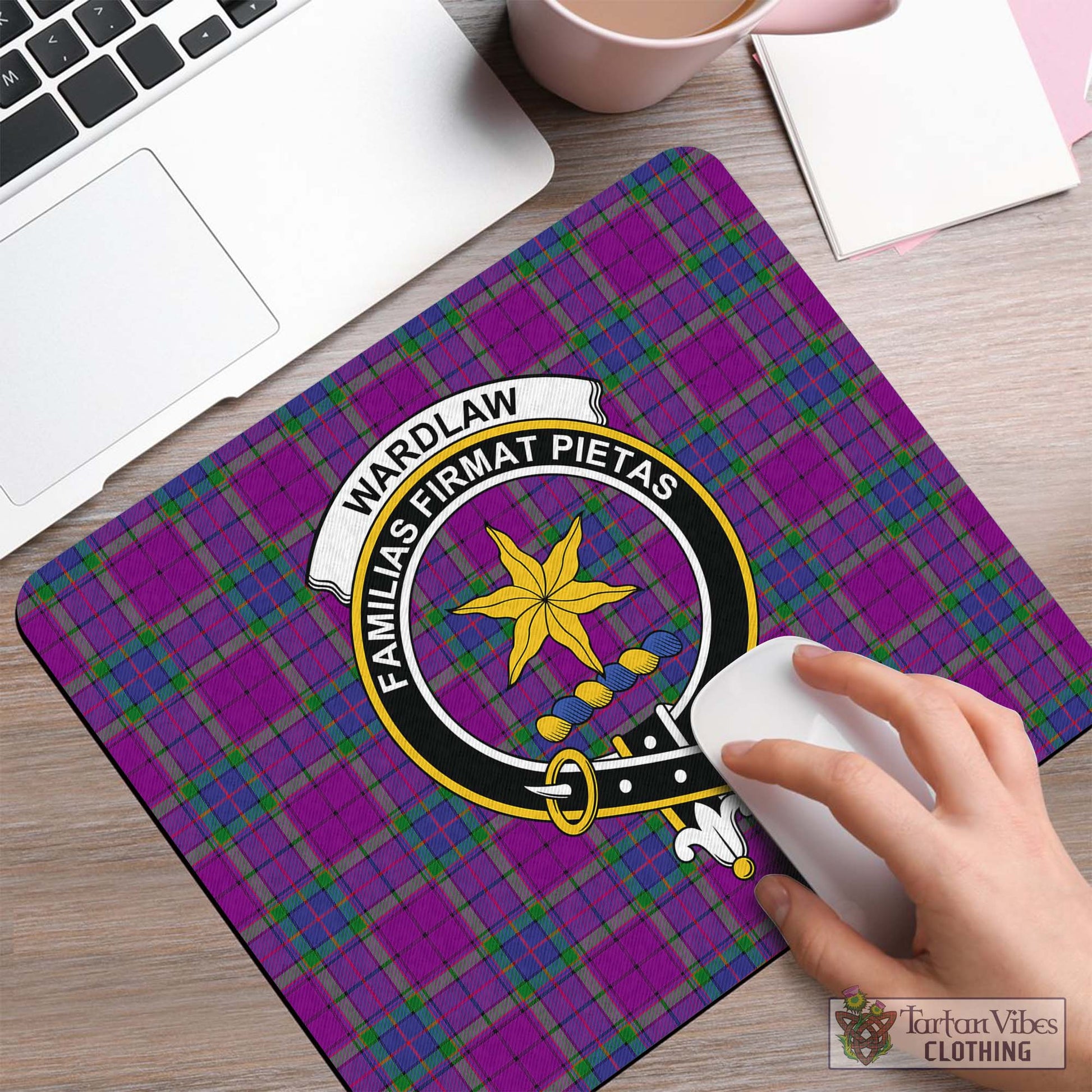 Tartan Vibes Clothing Wardlaw Modern Tartan Mouse Pad with Family Crest