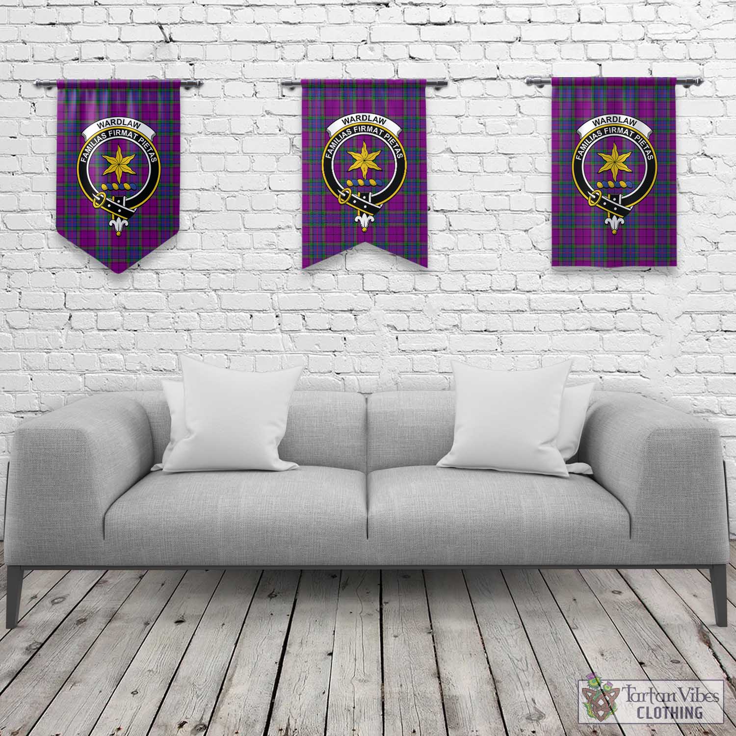 Tartan Vibes Clothing Wardlaw Modern Tartan Gonfalon, Tartan Banner with Family Crest