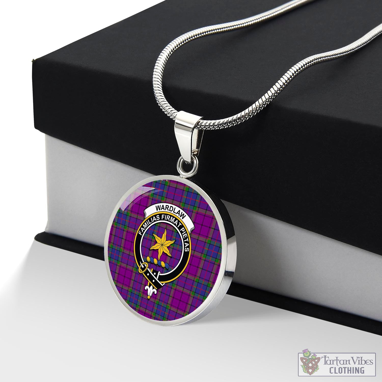 Tartan Vibes Clothing Wardlaw Modern Tartan Circle Necklace with Family Crest