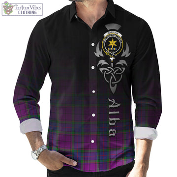 Wardlaw Modern Tartan Long Sleeve Button Up Featuring Alba Gu Brath Family Crest Celtic Inspired