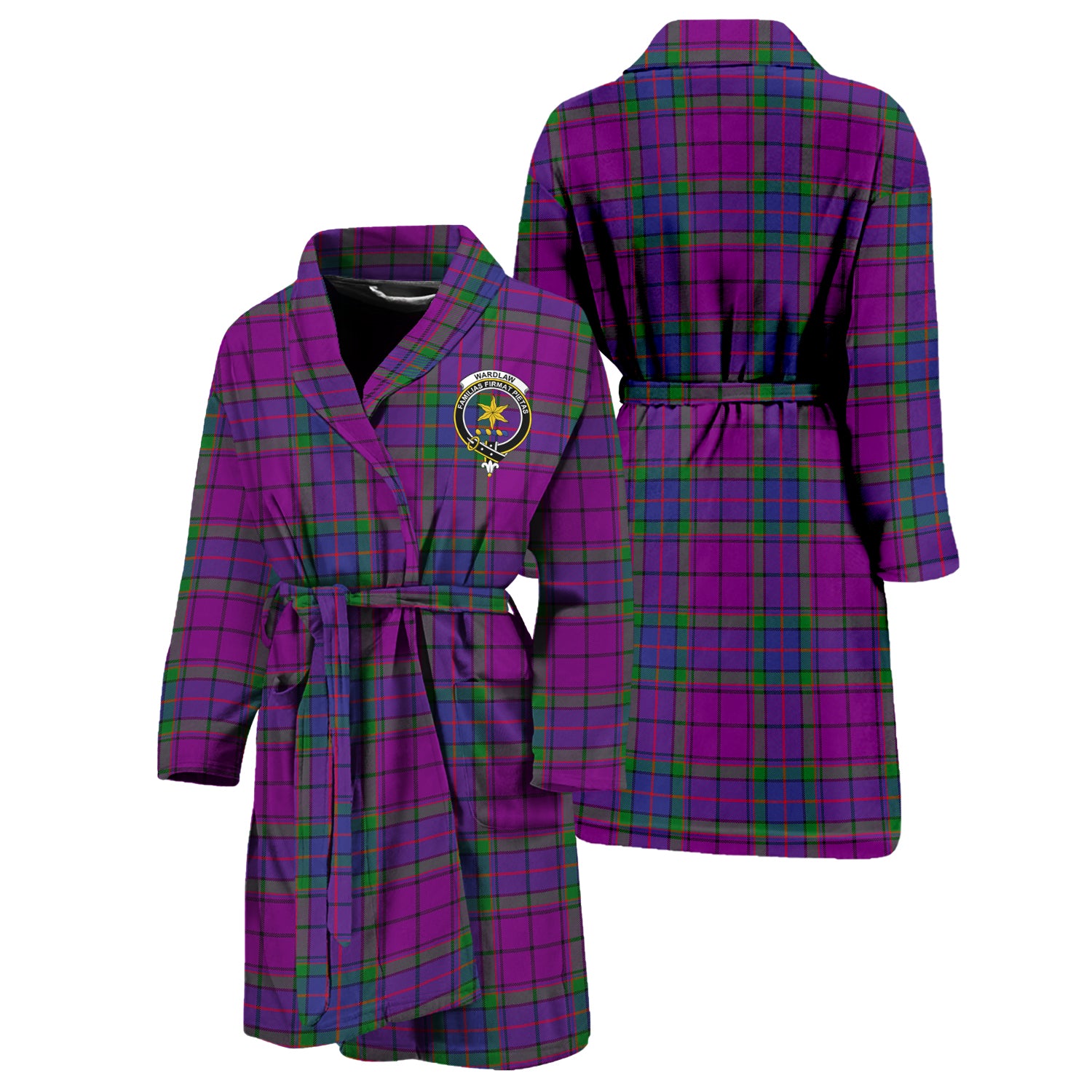 Wardlaw Modern Tartan Bathrobe with Family Crest Unisex S - Tartan Vibes Clothing