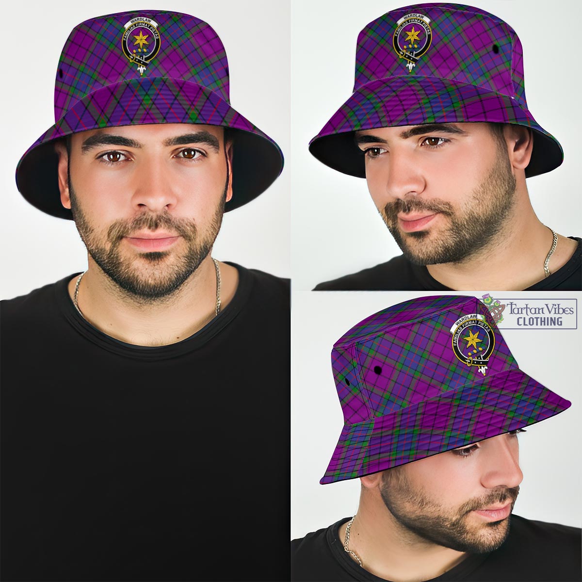 Tartan Vibes Clothing Wardlaw Modern Tartan Bucket Hat with Family Crest