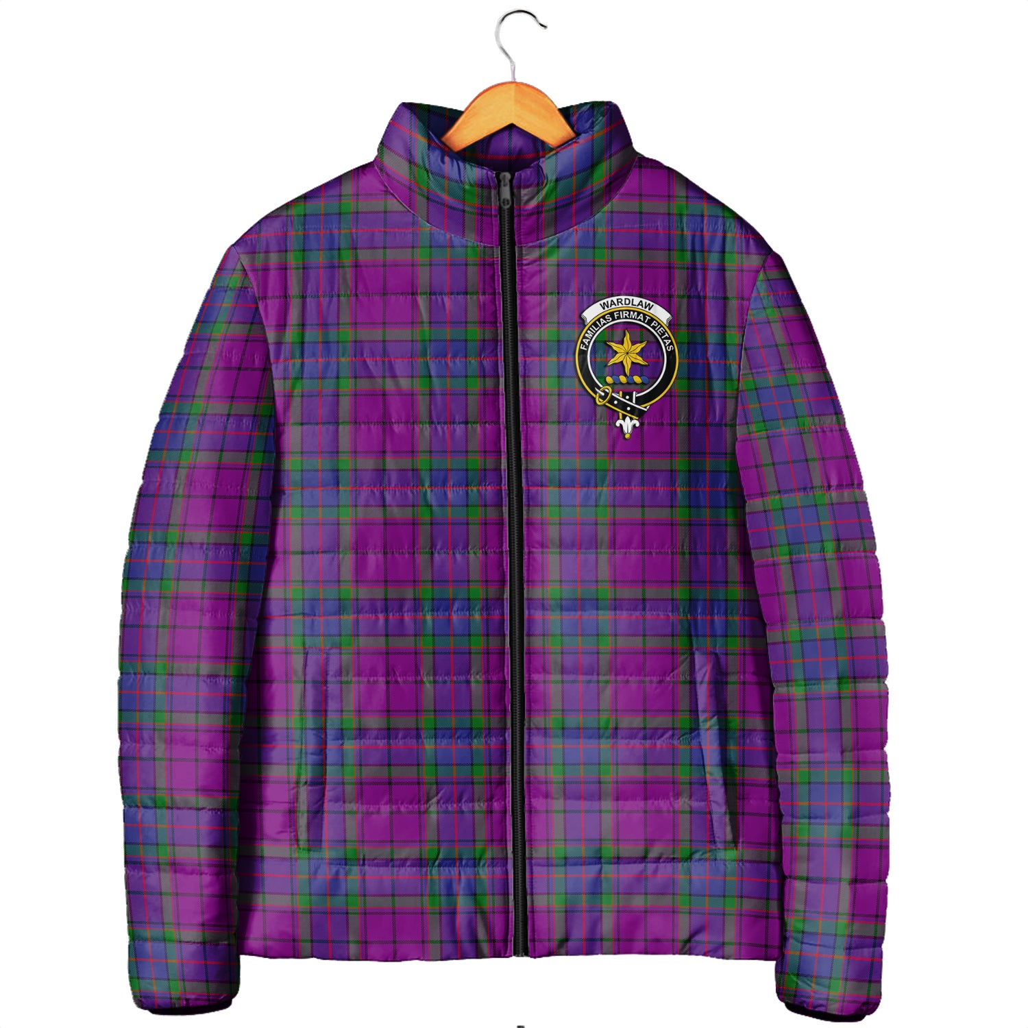 Wardlaw Modern Tartan Padded Jacket with Family Crest Men's Padded Jacket - Tartan Vibes Clothing