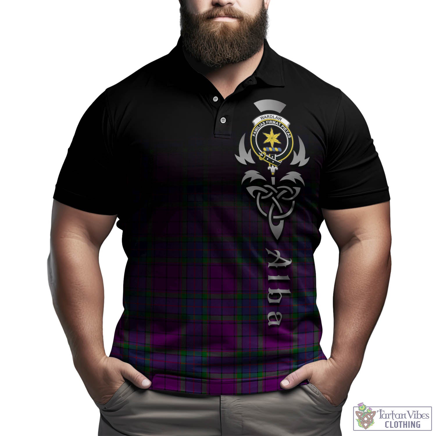 Tartan Vibes Clothing Wardlaw Modern Tartan Polo Shirt Featuring Alba Gu Brath Family Crest Celtic Inspired