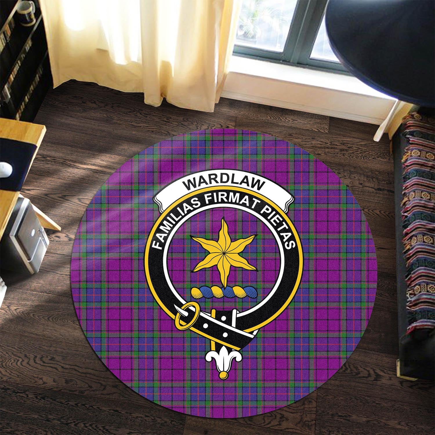 wardlaw-modern-tartan-round-rug-with-family-crest