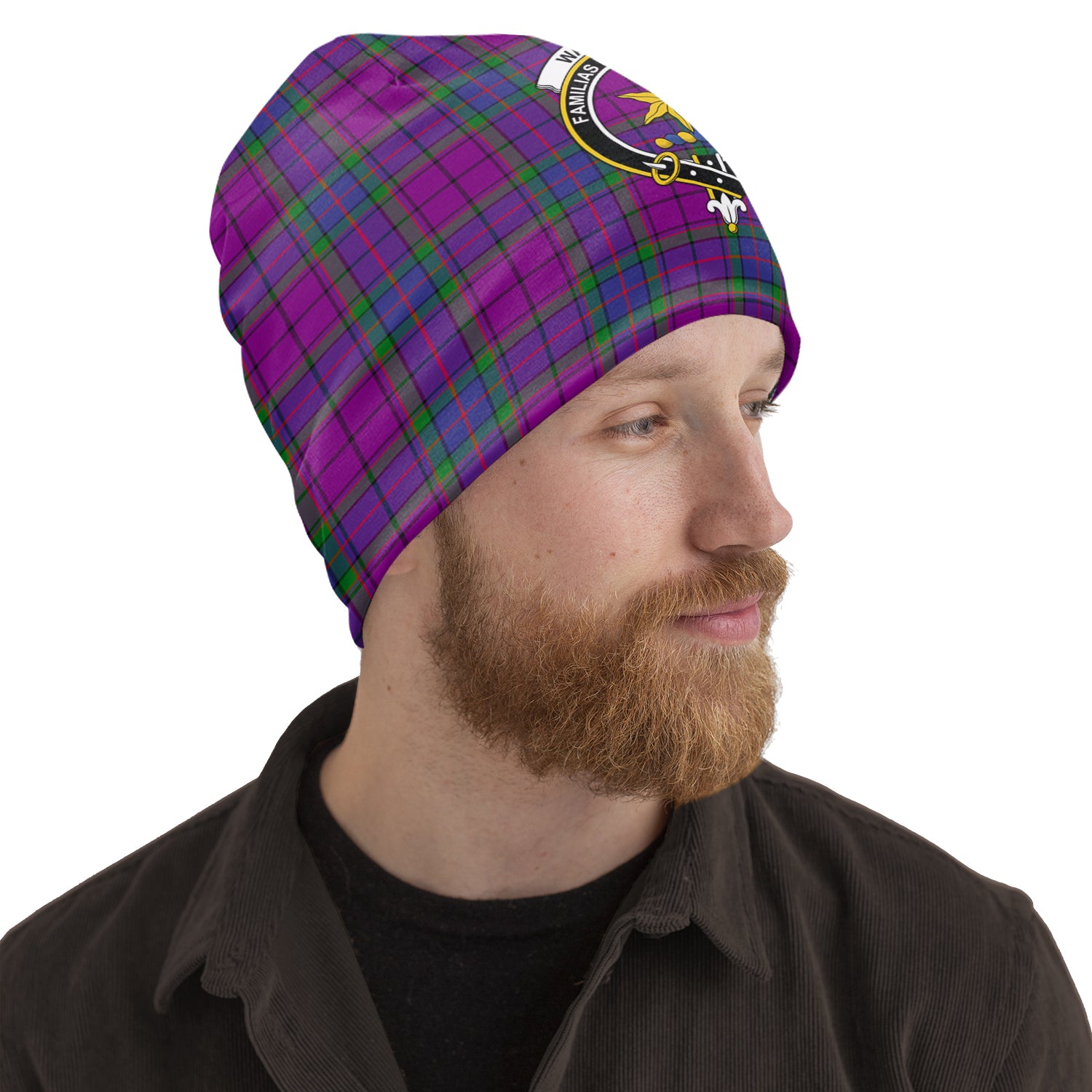 Wardlaw Modern Tartan Beanies Hat with Family Crest One Size 10.5*10.2 inches - Tartan Vibes Clothing