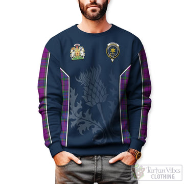 Wardlaw Modern Tartan Sweatshirt with Family Crest and Scottish Thistle Vibes Sport Style