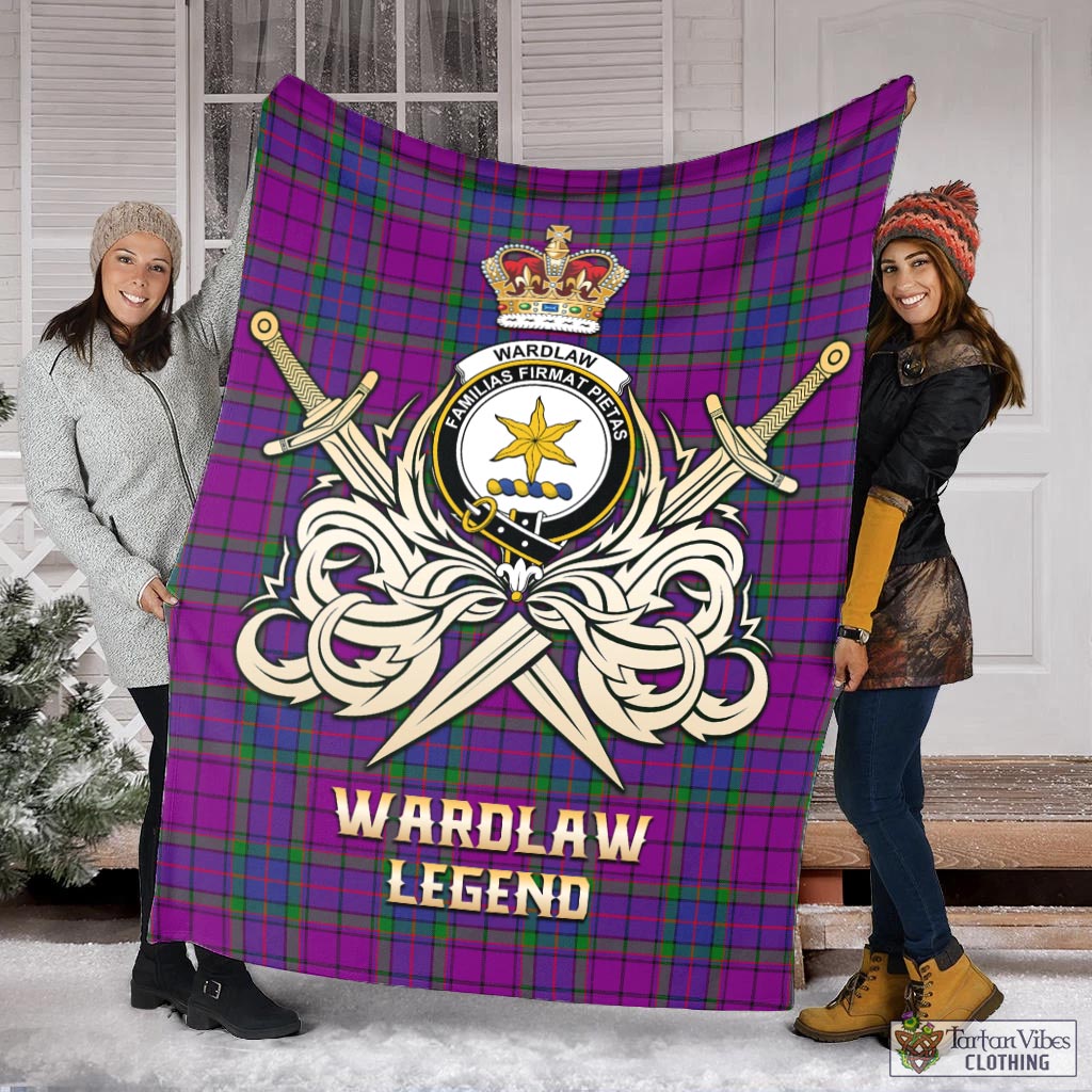 Tartan Vibes Clothing Wardlaw Modern Tartan Blanket with Clan Crest and the Golden Sword of Courageous Legacy