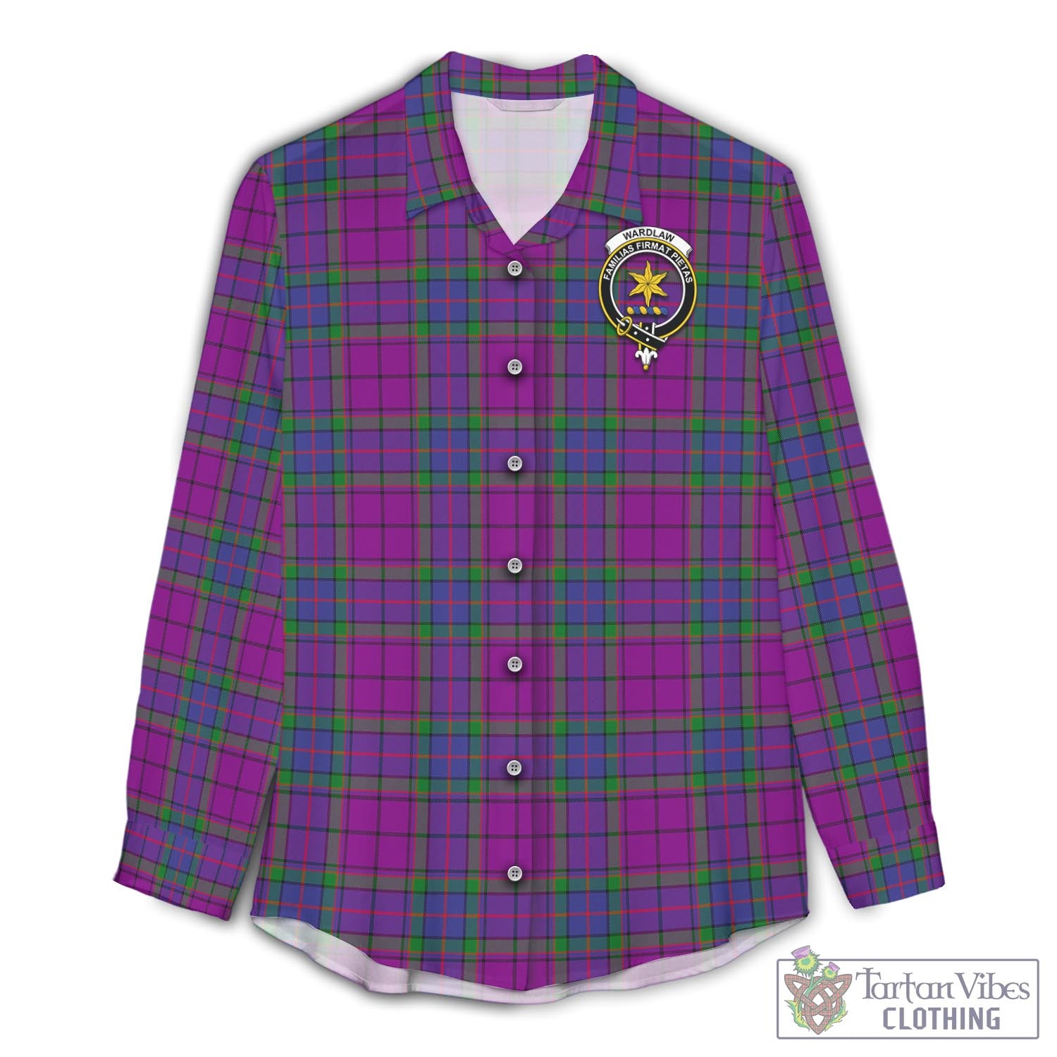 Tartan Vibes Clothing Wardlaw Modern Tartan Womens Casual Shirt with Family Crest