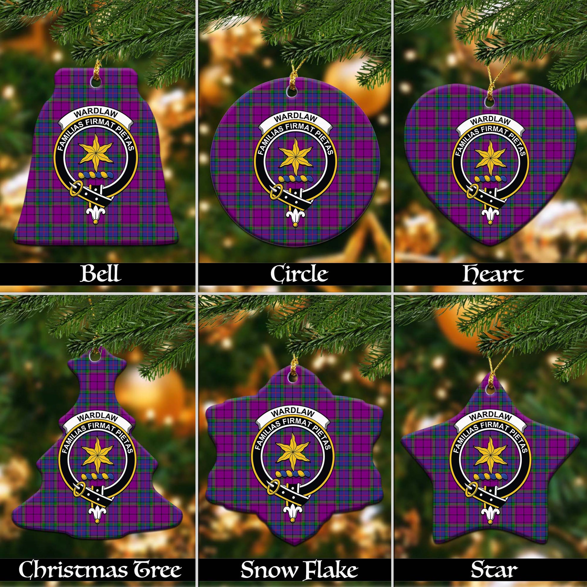 Wardlaw Modern Tartan Christmas Ornaments with Family Crest - Tartanvibesclothing