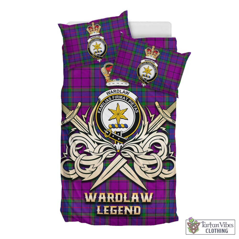 Tartan Vibes Clothing Wardlaw Modern Tartan Bedding Set with Clan Crest and the Golden Sword of Courageous Legacy