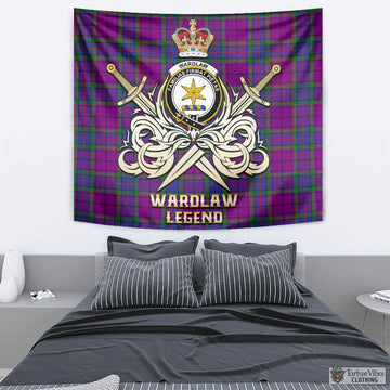 Wardlaw Modern Tartan Tapestry with Clan Crest and the Golden Sword of Courageous Legacy