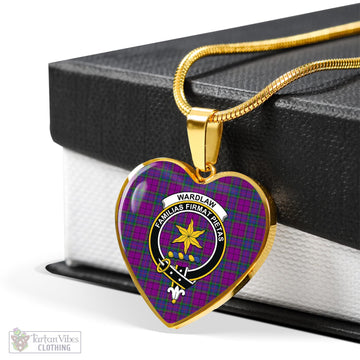 Wardlaw Modern Tartan Heart Necklace with Family Crest