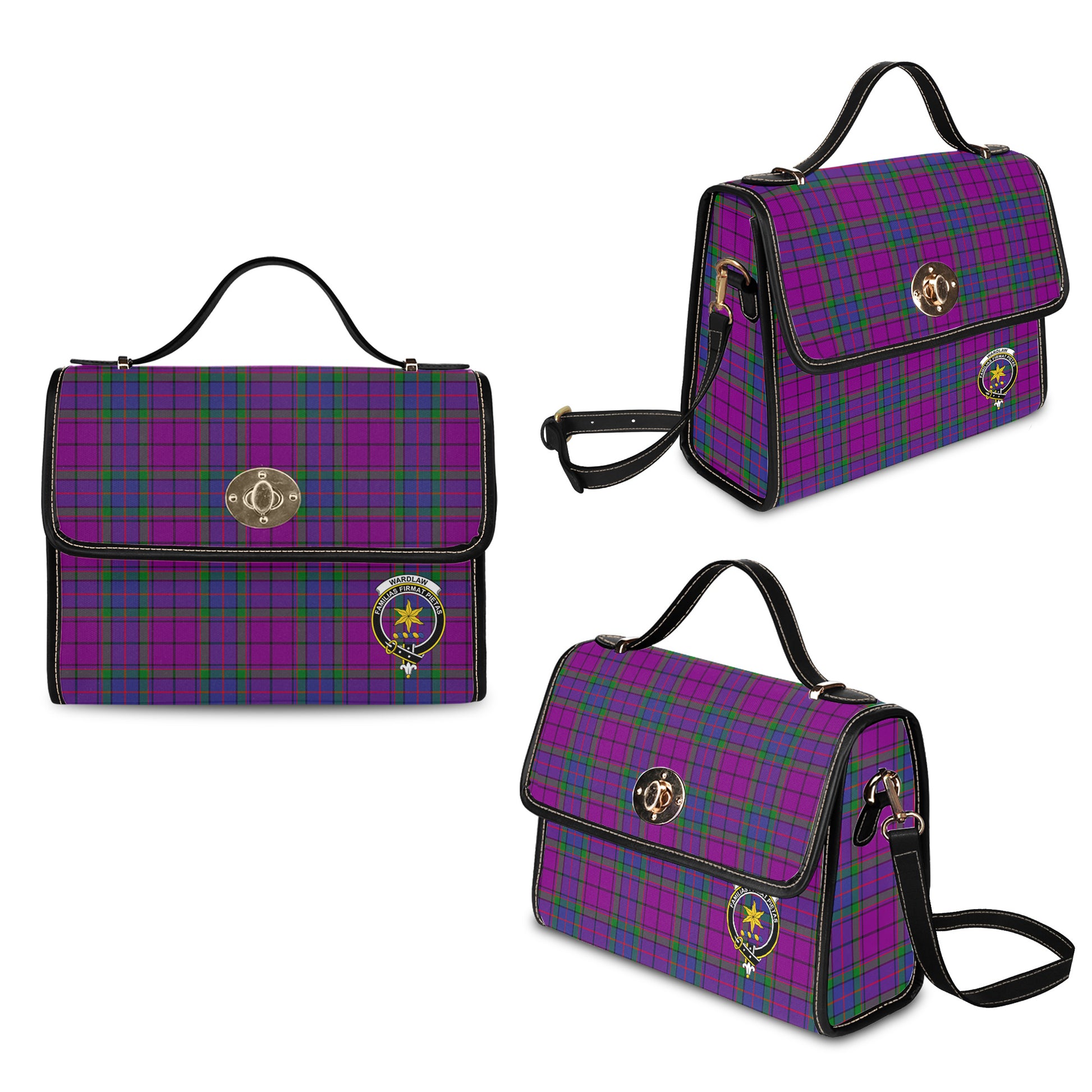 wardlaw-modern-tartan-leather-strap-waterproof-canvas-bag-with-family-crest