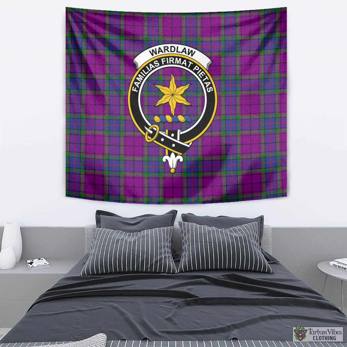 Tartan Vibes Clothing Wardlaw Modern Tartan Tapestry Wall Hanging and Home Decor for Room with Family Crest