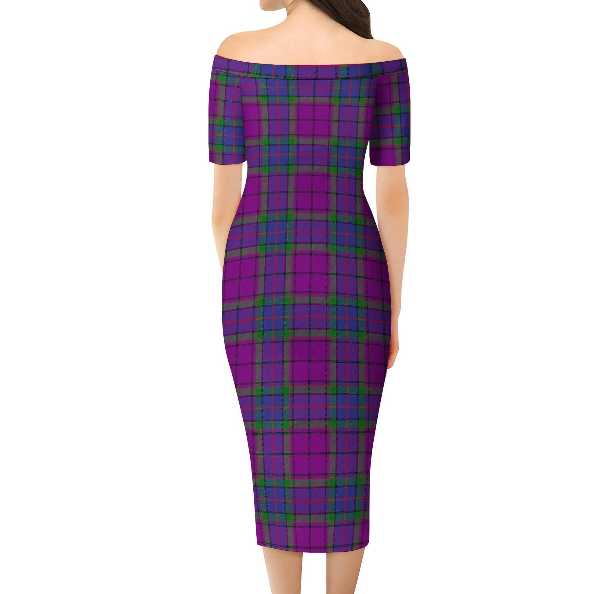 Wardlaw Modern Tartan Off Shoulder Lady Dress - Tartanvibesclothing