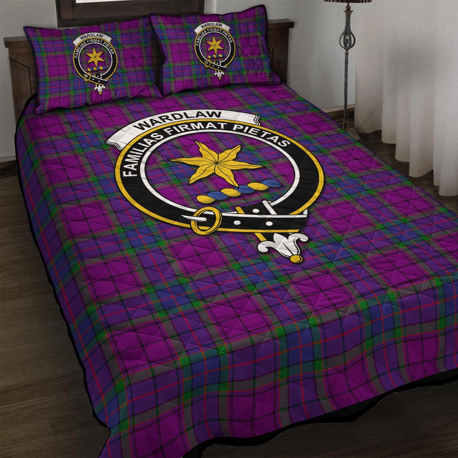 Wardlaw Modern Tartan Quilt Bed Set with Family Crest - Tartan Vibes Clothing