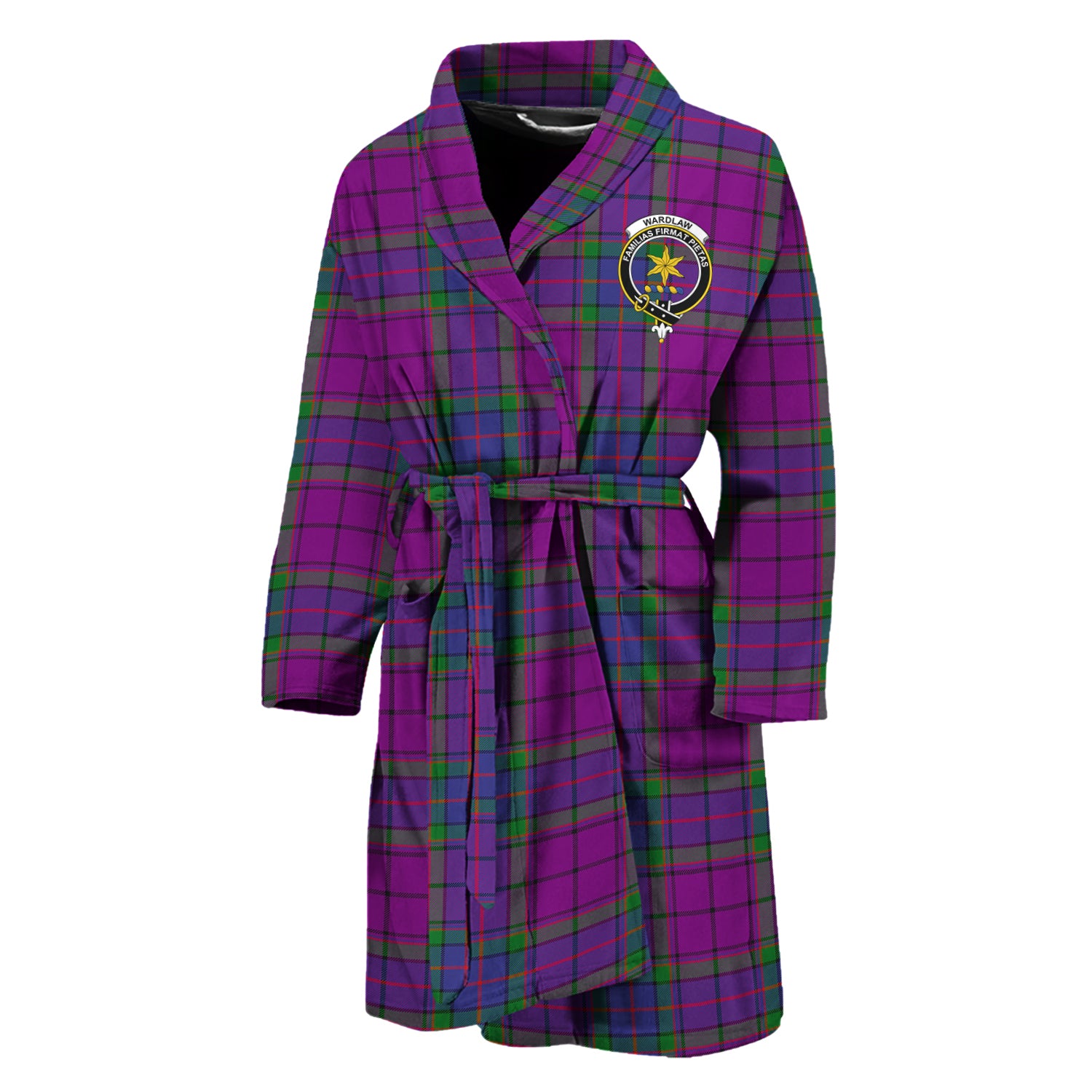 Wardlaw Modern Tartan Bathrobe with Family Crest Unisex M - Tartan Vibes Clothing