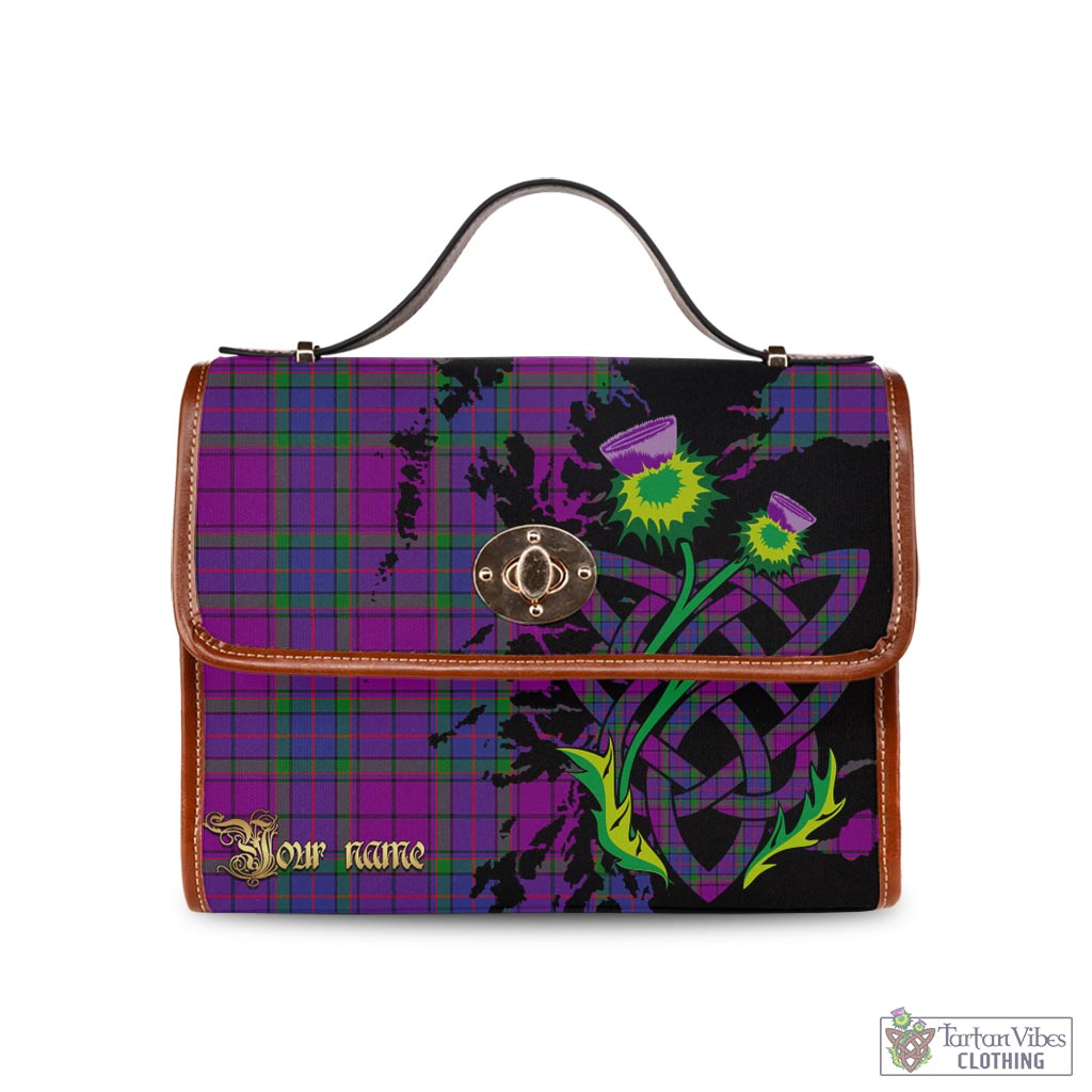 Tartan Vibes Clothing Wardlaw Modern Tartan Waterproof Canvas Bag with Scotland Map and Thistle Celtic Accents