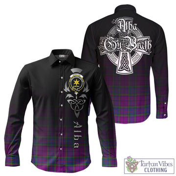 Wardlaw Modern Tartan Long Sleeve Button Up Featuring Alba Gu Brath Family Crest Celtic Inspired