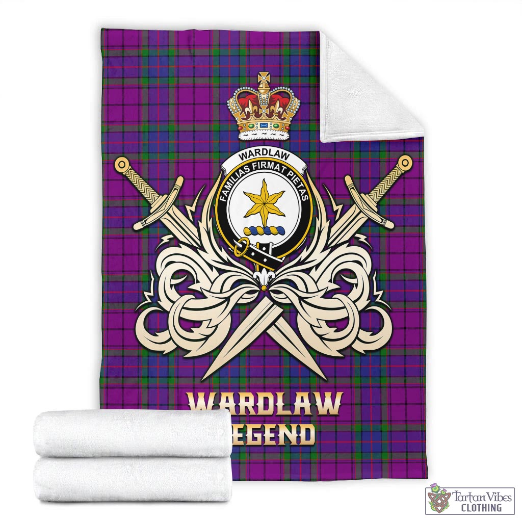 Tartan Vibes Clothing Wardlaw Modern Tartan Blanket with Clan Crest and the Golden Sword of Courageous Legacy