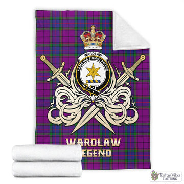 Wardlaw Modern Tartan Blanket with Clan Crest and the Golden Sword of Courageous Legacy