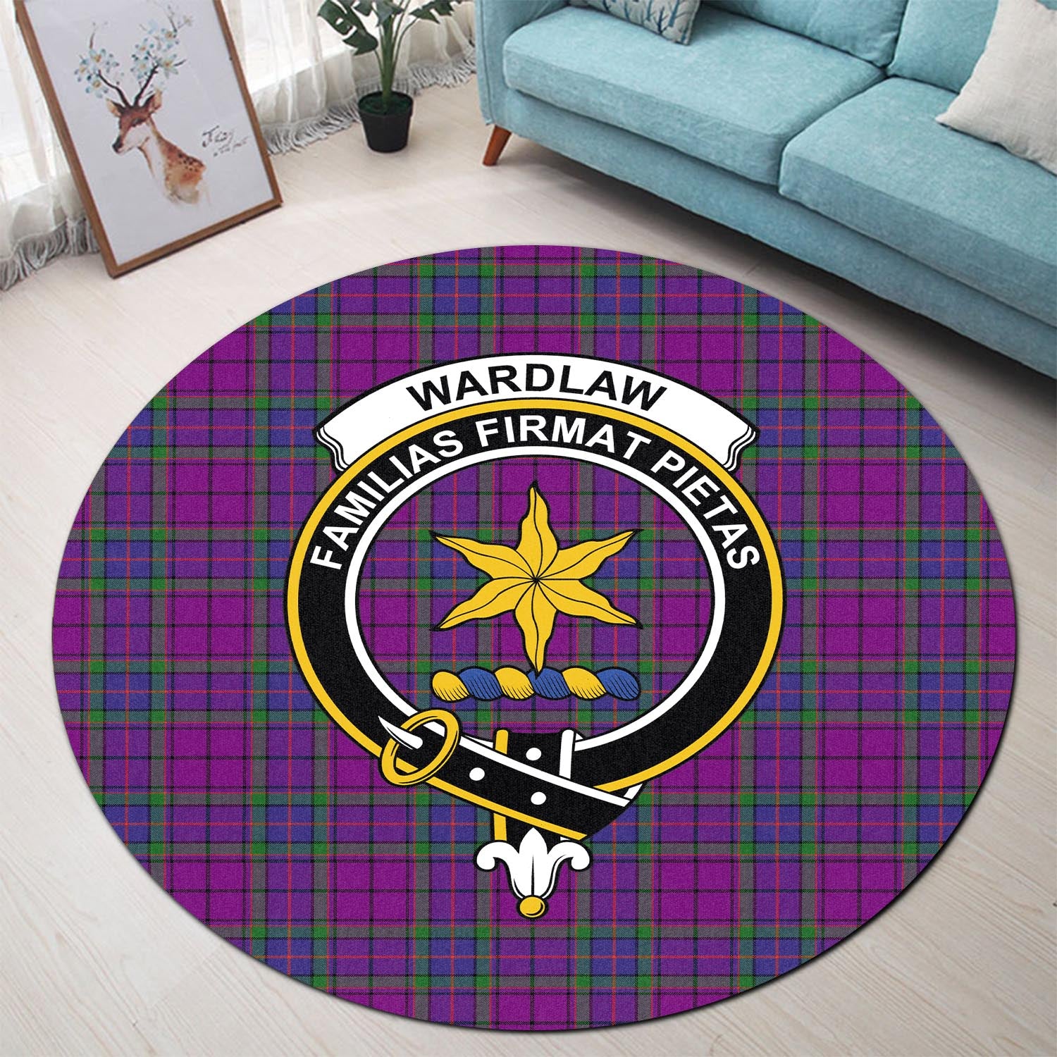 wardlaw-modern-tartan-round-rug-with-family-crest