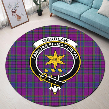 Wardlaw Modern Tartan Round Rug with Family Crest