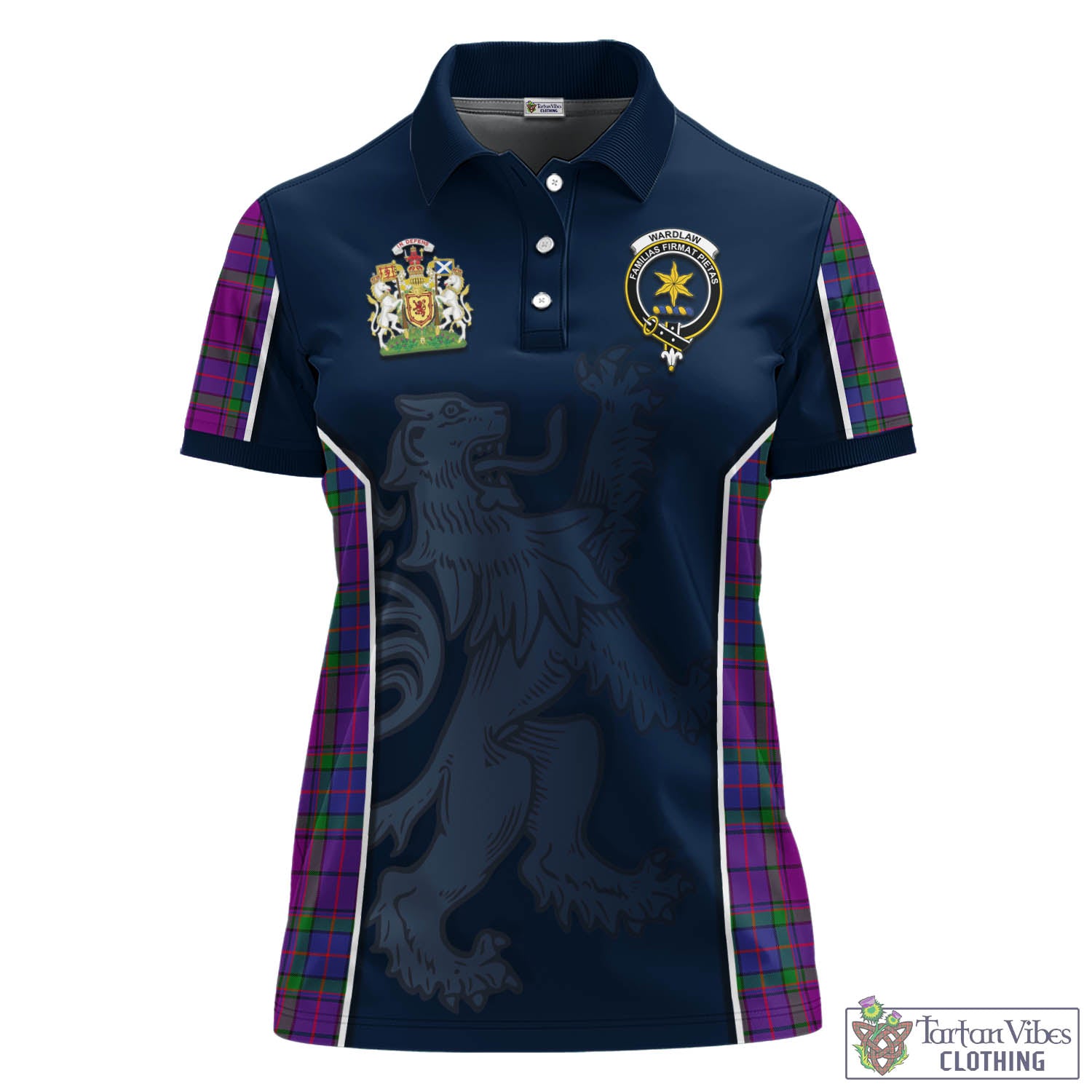 Tartan Vibes Clothing Wardlaw Modern Tartan Women's Polo Shirt with Family Crest and Lion Rampant Vibes Sport Style