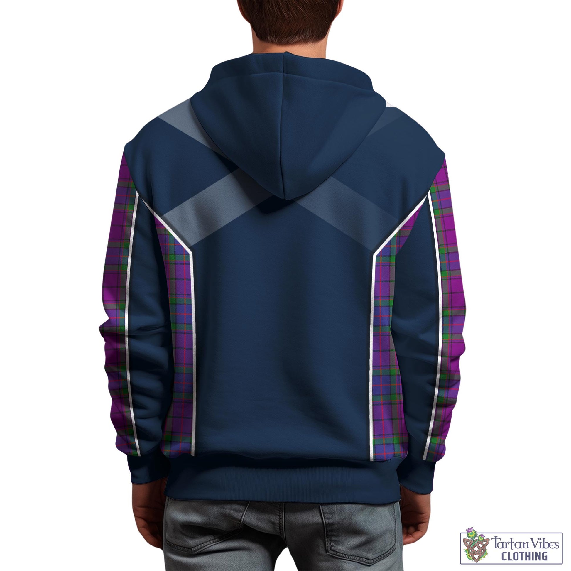 Tartan Vibes Clothing Wardlaw Modern Tartan Hoodie with Family Crest and Scottish Thistle Vibes Sport Style