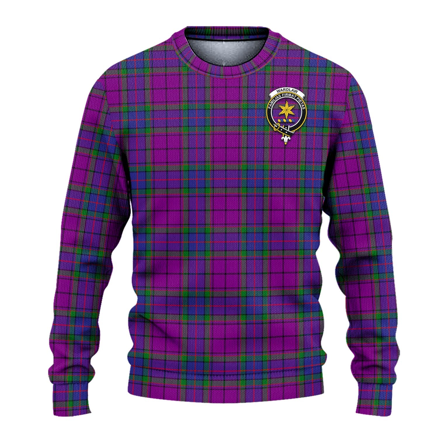 Wardlaw Modern Tartan Knitted Sweater with Family Crest - Tartanvibesclothing