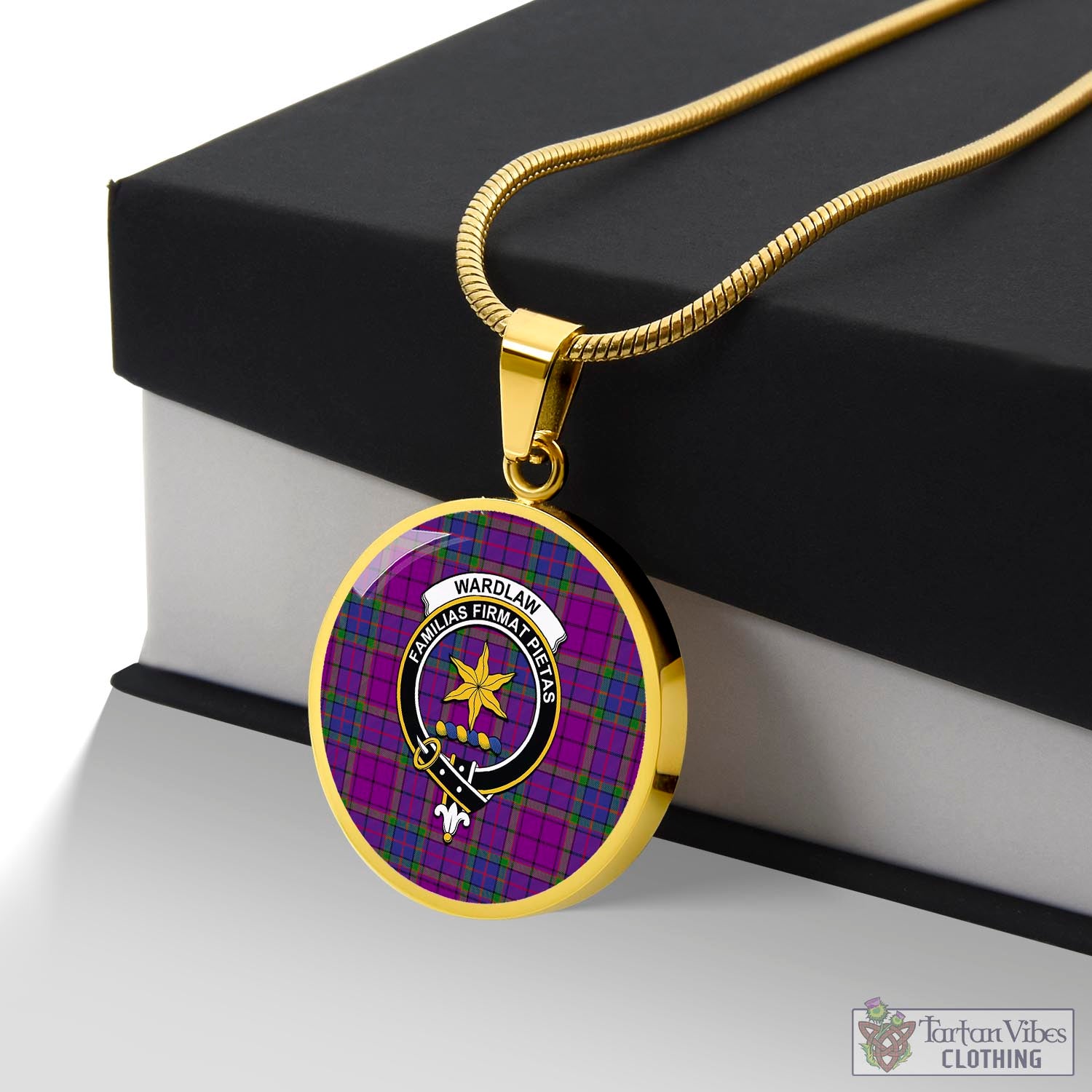 Tartan Vibes Clothing Wardlaw Modern Tartan Circle Necklace with Family Crest